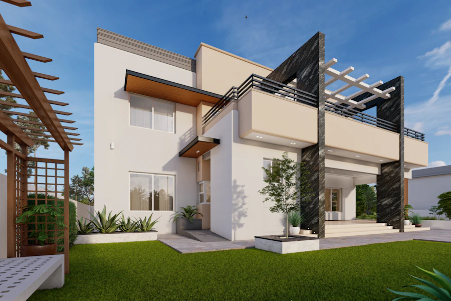 Modern family villa with pergola